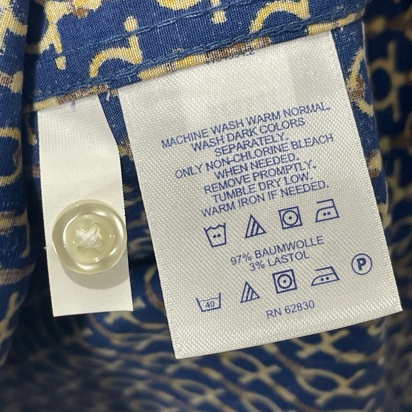 Lands End Women’s Long Sleeve Button Up Shirt Navy Gold Horse Bit Equestrian 20W - Picture 5 of 6